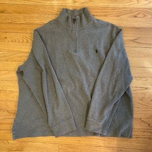polo by ralph lauren grey cotton sports sweater w/ 1/4 zip